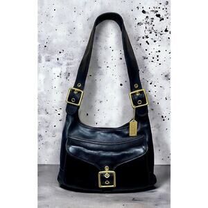Coach Black Shoulder Bag with Gold Accents